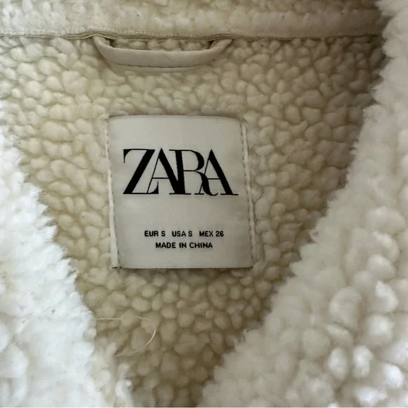 Zara Off-White Shearling Jacket coat - Picture 3 of 10